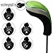 Andux Golf Hybrid Club Head Covers with Dial No. Tag Pack of 3 (All The Same Size) Black/Green