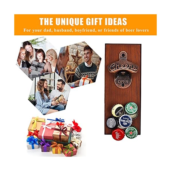 Bottle-Opener-Wall-MountedMagnetic-Beer-Bottle-Openers-with-Auto-Catch-CapsNovelty-Beer-Gifts-for-Dad-Him-Men-Husband-Beer-LoverCool-Gadget-Perfect-for-Kitchen-FridgeBarMan-CaveHome-PubGarden Magnetic Beer Bottle Opener Wall Mounted with Catcher, Novelty Beer Gift Ideas for Men Dad Husband Him, Cool Gadgets for…