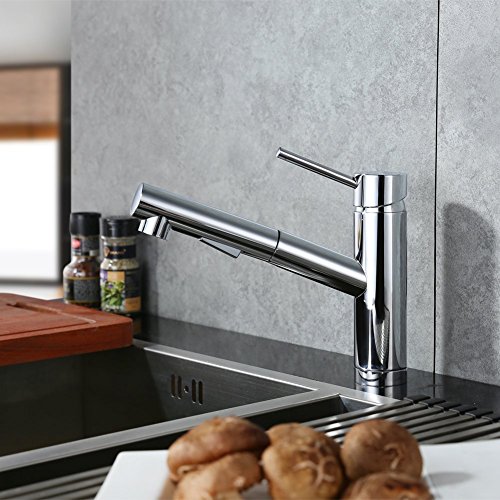 Kitchen Sink Faucet Chrome Crea Pull Out Sprayer Farmhouse Bar Sink