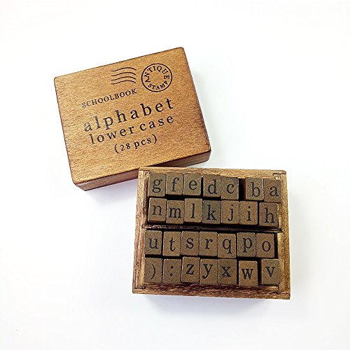 28pcs/set Wooden Rubber Alphabet Stamp in Lower case and Upper case - Thumbnail 2