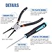 Glarks 4Pcs 7-Inch Internal/External Circlip Plier Snap Ring Pliers with 4Pcs Precision Hook Set for Ring Remover Retaining and Remove Hoses, Gaskets
