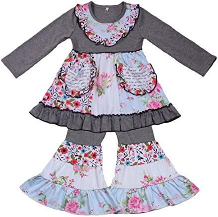 Children Girls Ruffle Dress Pants Set 2pcs Boutique Outfits Clothing