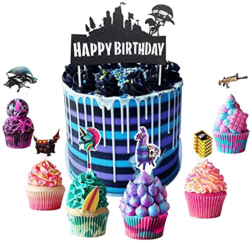 ATL CREATION 25PCS Video Game Cupcake Toppers Battle Royale Cake Toppers 25 pcs set, Video Game Party Supplies Cake Decorations for Victory Royale fans, Kids Birthday Party