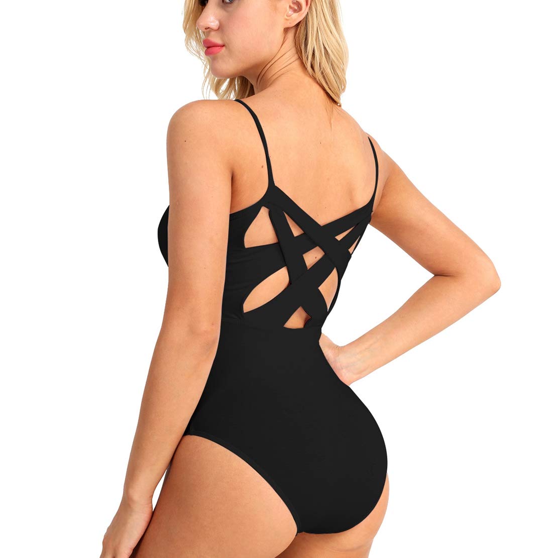 ACSUSS Women's V-Neck Ballet Dance Leotard Criss Cross Back Strappy Camisole Bodysuit