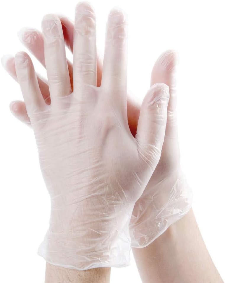 [200 Pack] Disposable Vinyl Gloves, Non-Sterile, Powder Free, Smooth Touch, Food Service Grade, Small Size