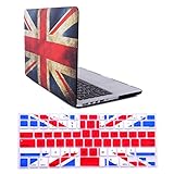 HDE MacBook Pro 13 Inch Retina Case Hard Shell Cover Rubberized Soft Touch Plastic with Silicone Keyboard Skin Fits (No CD Drive) Model A1425 and A1502 (UK Flag)