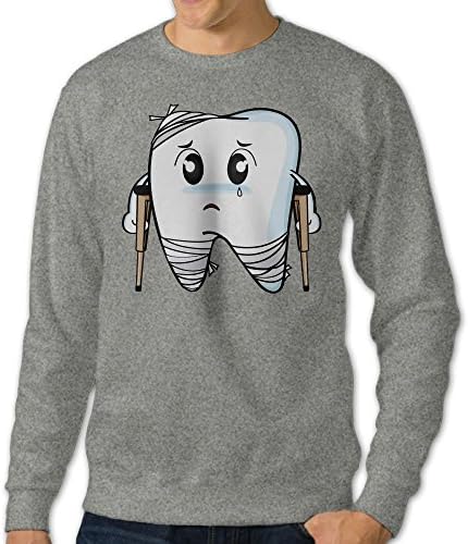 Nganche Cute Cartoon Decay Tooth Men's Fashion And Leisure Style Creative Comfort Round Neck Long Sleeves Sweatershirt M Ash
