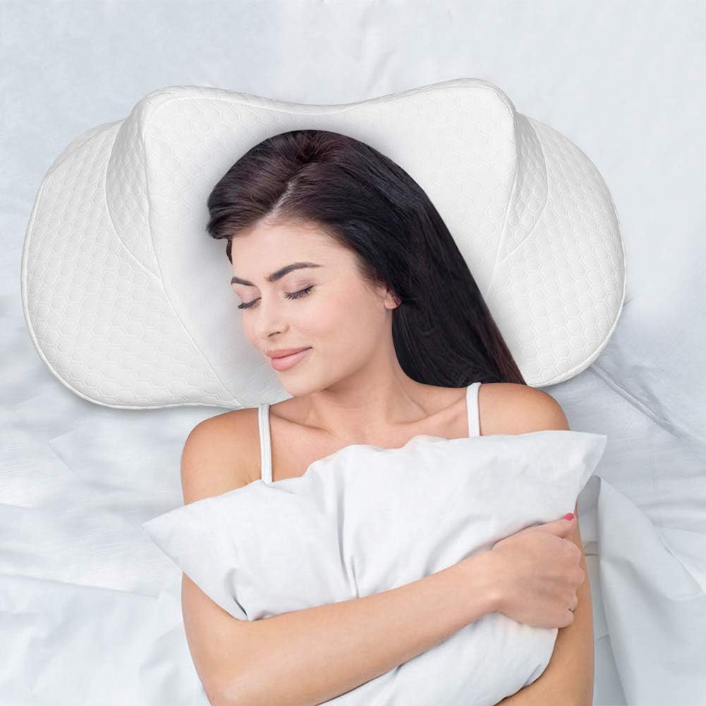 ZFITEI Contour Memory Foam Pillow, Ergonomic Cervical Pillows for Sleeping, Neck Support Pillows Relieves Neck Pain for Back and Side Sleepers, Bed Pillows with Washable Zippered Soft Cover: Home & Kitchen