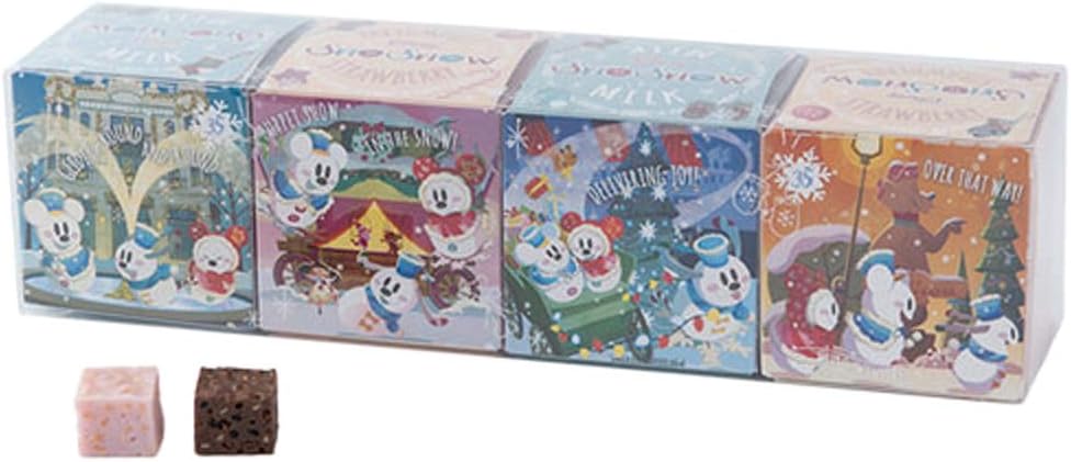 Amazon ディズニー クリスマス 18 リゾート スノースノー キュービック チョコレート クランチ 4個 セット ミッキー 他 お菓子 リゾート限定 おもちゃ おもちゃ