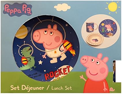 Peppa Pig 3 Piece Childrens Ceramic Lunch Dinner Breakfast Set - George