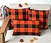 4TH Emotion Set of 2 Farmhouse Buffalo Check Plaid Throw Pillow Covers Cushion Case Polyester Linen for Fall Halloween Home Decor Orange and Black, 18 x 18 Inches