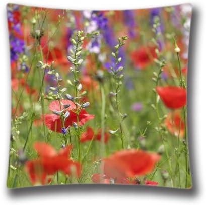Zipper Design Wildflowers Close Up Throw Pillowcase, 18x18 inches Pillow Sham (Twin sides) AnasaC26741