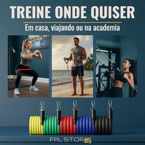 Kit 17 Peças Elástico Extensor + Miniband Treino Em Casa Exercício Físico Academia Fisioterapia Musculação Crossfit Pilates Yoga Aquecimento Funcional Alongamento Malhar Emagrecimento