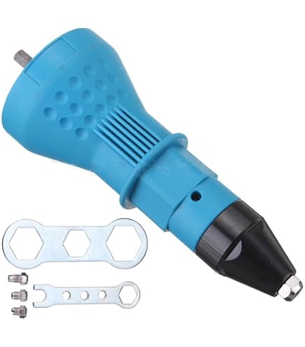 Electric Rivet Gun Adapter – Drill Attachment With 4 Rivet Heads, Aluminum Alloy Body, Removable Handle, 100x4.0mm Studs For Riveting