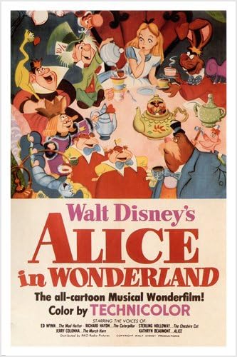 Hse Poster Disney Alice Au Pays Des Merveilles 61 X 91 Cm Chat Du Cheshire Et Lapin Rare Amazon Fr Cuisine Maison