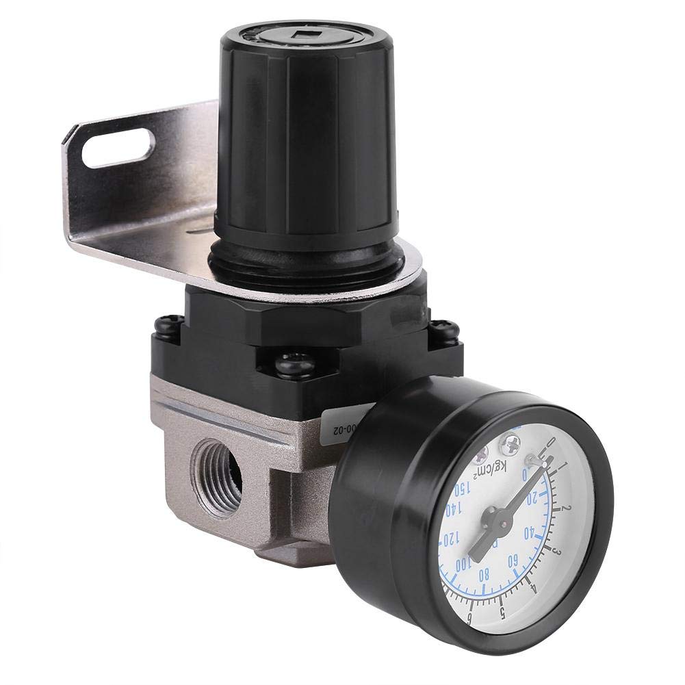 wosume Oil-Water Separator Pressure Reducing Valve, Pneumatic Regulator Adjustable Air Pressure Compressor Control Valve Gauge G1/4 Connection