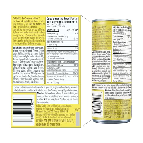 Red Bull Energy Drink,Summer Edition, Sudachi Lime, 250ml (24 Pack)