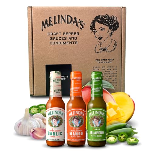 Melinda’s Mild & Wild Variety Pack - Gourmet Hot Sauce Gift Set with Variety of Fresh Flavors - Includes Jalapeño, Mango & Garlic Habanero - Premium Hot Sauce Variety Pack with Mild Heat - 5oz, 3 Pack