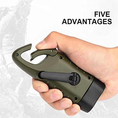 Johlycao Emergency Manual Generation Solar Rechargeable Flashlight, Hand Crank Flashlight IP44 Waterproof LED Torch Night Lantern for Camping/Bacpack Hiking