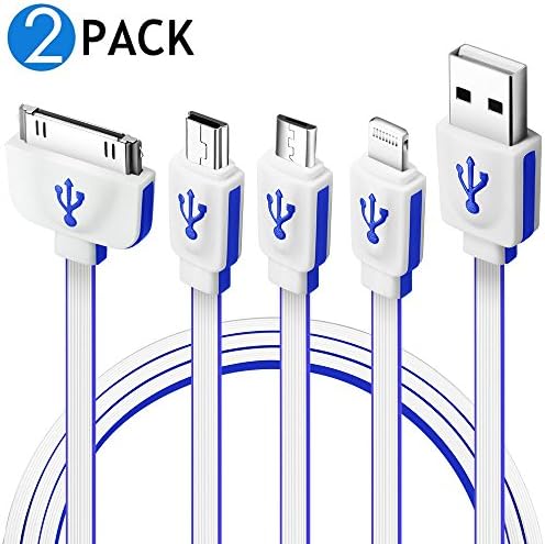 Winsword Multi Charger, 2 Pack (3.3ft) 4 in 1 Multiple USB Charging Cable Adapter with 8 Pin Lightning / 30 Pin / Micro USB 2.0 / Mini USB Ports for iPhone, iPad, Samsung and Android Phones and More