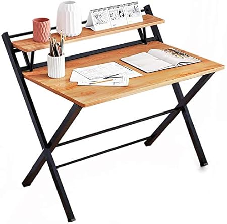 Amazon Desk001 2size 3color 折りたたみデスク 折りたたみ机 パソコンデスク 勉強机 勉強デスク 折りたたみ式 省スペース収納 組立不要 北欧風 木目 黒色 幅100cm パソコンデスク 文房具 オフィス用品