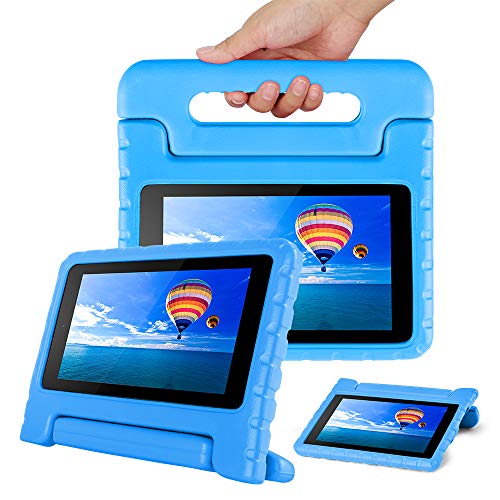CAM-ULATA Case for Amazon Fire 7 Tablet Case for Kids 2017 2015 Shockproof Kid Proof with Handle Kindle 7th 5th Generation Cover 7 inch Blue