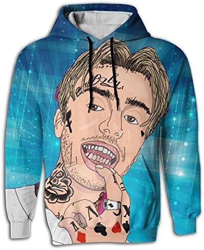 ASDFASDGZX Men's Digital Print LIL Peep Funny Cotton Pockets Customized Hoodie Large