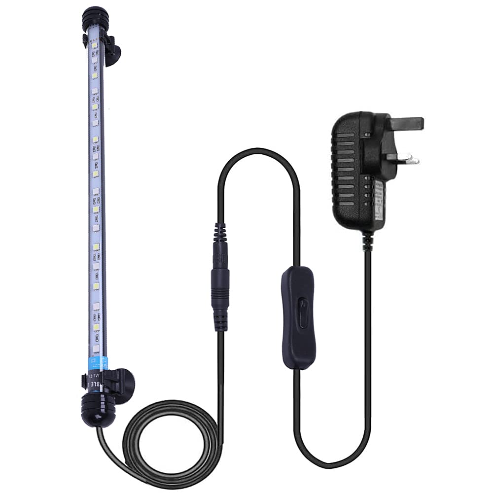 VARMHUS Submersible LED Aquarium Light, 37 cm Underwater Fish Lamp Waterproof Aquarium Lighting for Fish Tank (Blue and White Color)