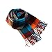 A.WAVE Softer than Cashmere Wool Touch Tassel Ends Plaid Check Solid Scarf (Orange)