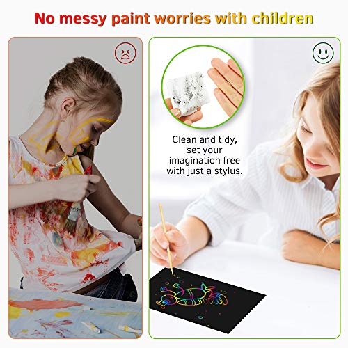 MayMoi Scratch Paper Art Set 107 Pcs Rainbow Magic Scratch Paper Crafts Arts Supplies Kits for