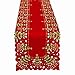 Grelucgo Small Embroidered Christmas Holiday Holly Tree Table Runner, Dresser Scarf, Rectangular 16 x 36 Inch