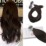 Moresoo 20 Inch Human Hair Extensions Darkest Brown #2 Micro Loop Hair Extensions 50g Per Pack Micro Ring Bead Hair Extensions Remy Hair Extensions 50 Gram