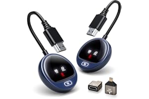 Wireless HDMI Transmitter and Receiver 4K with LED Display, 1080P 60Hz Wireless HDMI Extender 2.4G & 5G for Streaming Smooth 