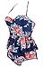 COCOSHIP Red Pink & Navy Blue Antigua Floral Peplum Women's Retro Push Up High Waist Bikini Set Chic Swimsuit Swimwear L(FBA)