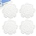 kilofly Small Handmade Crochet Round Cotton Lace Table Placemats Doilies for Cup/Glass Value Pack [Set of 4], Medallion, 5 inch, White