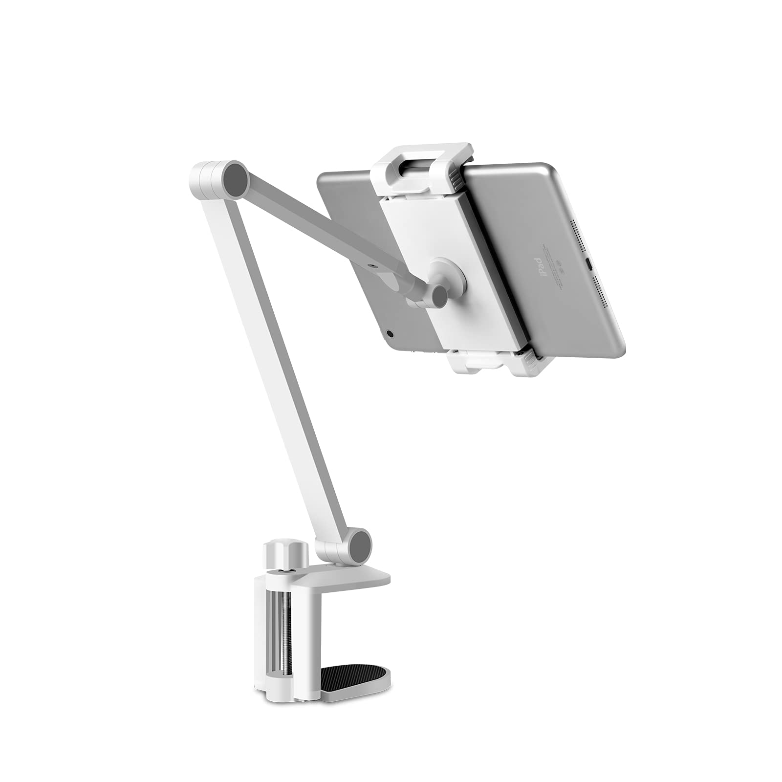Thingy Club Tablet Stand Holder Mount, Rotate 360 Degrees of Flexible, Height and Angle Adjustable, Aluminium Alloy Long Arm Compatible with 4.5-13 Mobile Phone and Tablet, iPhone, iPad (White)
