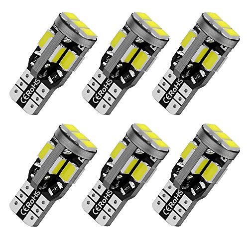12v T10 194 Led Bulbs, 168 Led Bulbs, Bright 6500K 11SMD 5630 Chipset 2825 W5W Interior Light Led Bulbs for Vehicle Car Truck Dome Light Map Light Door Courtesy Light License Plate Light, Pack of 6 - Thumbnail 7