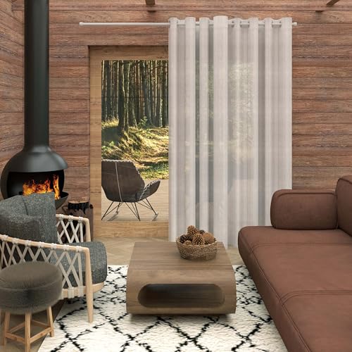 Soleil d'ocre Cali, Visillo con Ojales Especial para ventanal, 280 x 250 cm