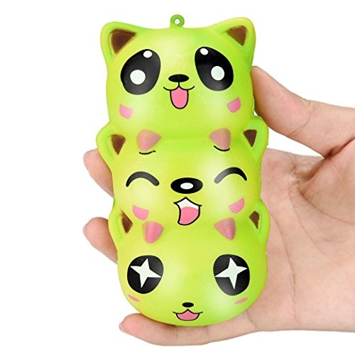 KESEELY Squishy Toy Kawaii Squishies Animal Toys Cute Cat Scented Slow Rising Squeeze Stress Reliever Toy (Green)