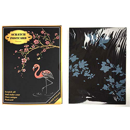 Eraimp Scratch Art Paper, Magic Color Scratch Art Painting, DIY Arts & Crafts, Rainbow Scratchboard Postcards for Kids and Adults with Drawing Stick