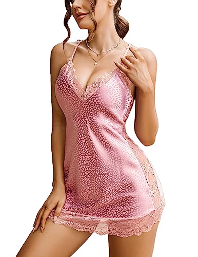Avidlove Women Lingerie Satin Lace Chemise Nightgown Sexy Full Slips Sleepwear S-4XL