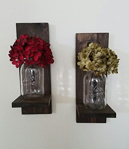 Set of 2 Mason Jar Sconces, Rustic Sconces, Mason Jar Wall Decor