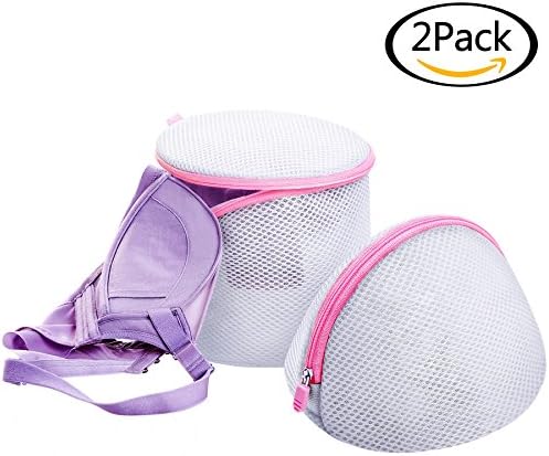Gameyly Bra Laundry Bag,2 Pcs Washing Machine Mesh Bag for Lingerie and Socks,Travel Storage Organize Bag with Zipper White