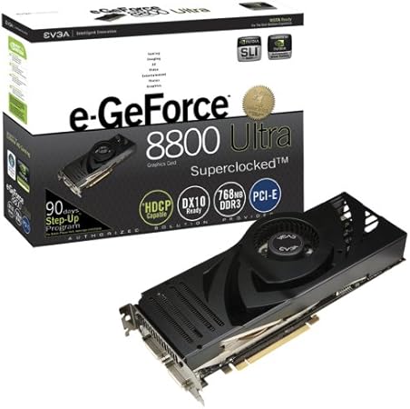 Amazon.com: EVGA E-GeForce 8800 Ultra superclocked8482; 768 MB, PCI-Express  tarjeta gráfica 768-p2-n887-ar: Electronics