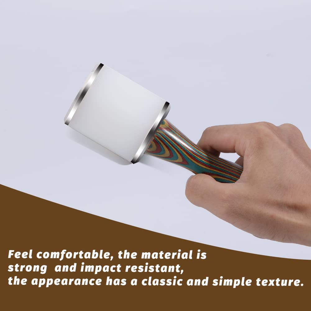 DIUDUS Leather Working Mallet, Leather Mallet Leather Carving Hammer, Leather Maul Nylon Straight Head Comfortable Wooden Handle Hammer DIY Leatherworking (Colorful/Water-Rippled)