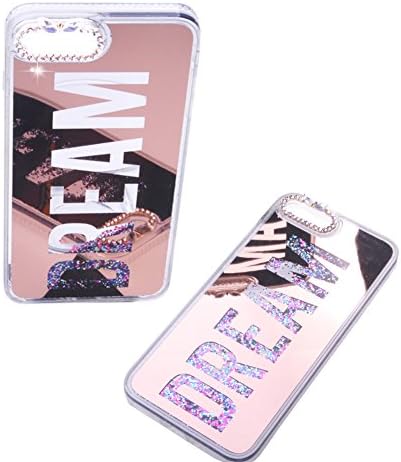 iPhone 7 8 Plus Mirror Case Hard PC Luxury Diamond Liquid Soft TPU for iPhone 7/8 Plus Case 5.5 inch Dream- Rose Gold