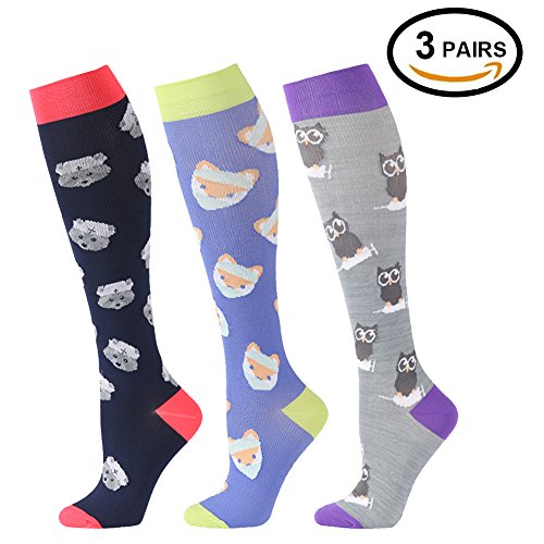 fenglaodaCompression Socks for Women Men Support Circulation Cute Fun Socks For Nurse, Pregnancy, Travel, Flight