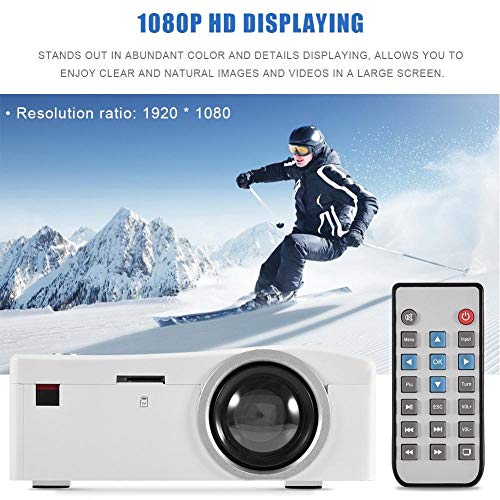 Eboxer Mini Portable Home Theater LED Projector 1080P HD HDMI Media Player for Home Theater Support HDMI, AV, USB, Micro SD Input. (White) - Thumbnail 2