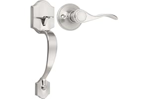 Tinewa Single Cylinder Exterior Handleset, Keyless Front Door Handle with Lever Inside, Satin Nickel Finish