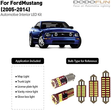 DODOFUN Deluxe Interior LED Lighting Kit for 2005-2014 Ford Mustang (8-pc Bulb 6000k)